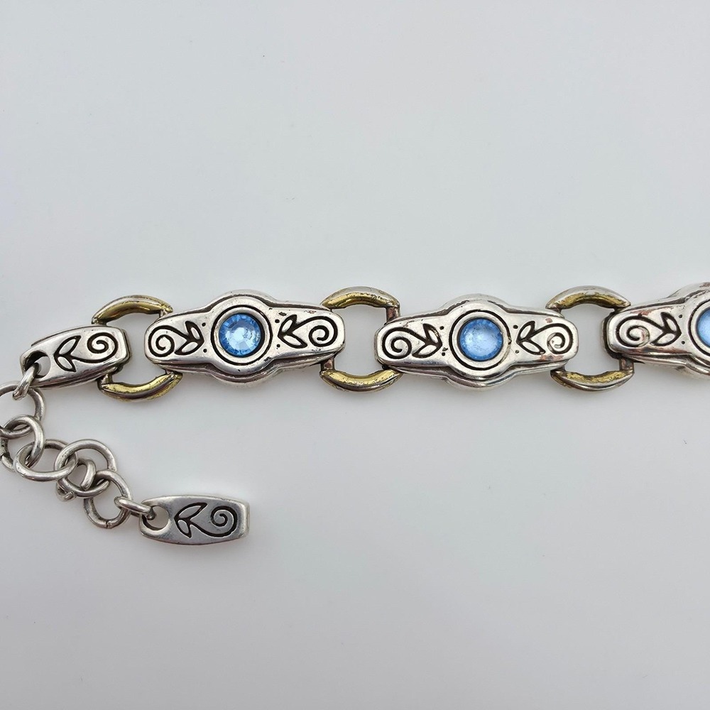 BRIGHTON 'Celestine' Bracelet Blue SWAROVSKI Crystals Gold&Silver Plate 7.75" - Picture 6 of 11